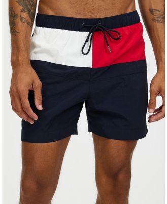 Tommy Hilfiger - Core Flag Medium Drawstring Shorts - Swimwear (Desert Sky) Core Flag Medium Drawstring Shorts