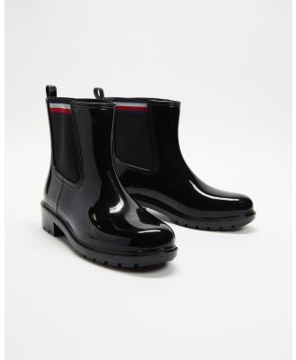 Tommy Hilfiger - Corporate Elastic Rainboots   Women's - Boots (Black) Corporate Elastic Rainboots - Women's
