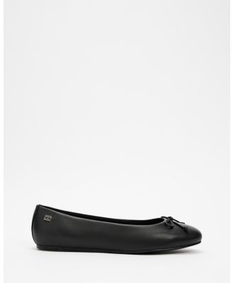 Tommy Hilfiger - Essential Leather Ballerina Flats - Ballet Flats (Black) Essential Leather Ballerina Flats