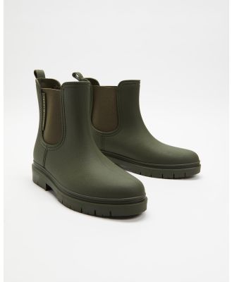 Tommy Hilfiger - Essential Tommy Rain Booties   Women's - Boots (Army Green) Essential Tommy Rain Booties - Women's