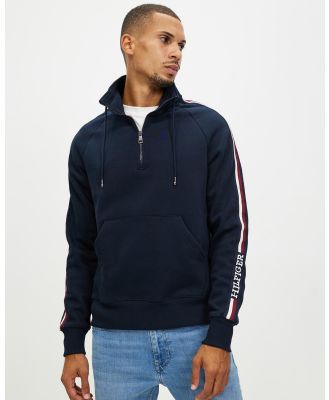 Tommy Hilfiger - Global Stripe Flex Fleece Quarter Zip Sweatshirt - Sweats (Desert Sky) Global Stripe Flex Fleece Quarter-Zip Sweatshirt