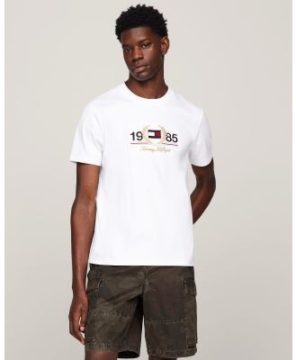 Tommy Hilfiger - Logo Embroidery Crew Neck T Shirt - T-Shirts & Singlets (White) Logo Embroidery Crew Neck T-Shirt