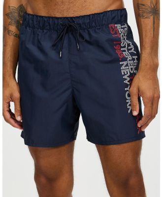 Tommy Hilfiger - Logo Medium Drawstring Shorts - Swimwear (Desert Sky) Logo Medium Drawstring Shorts