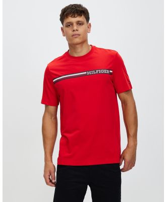 Tommy Hilfiger - Monotype Chest Stripe Tee - T-Shirts & Singlets (Fierce Red) Monotype Chest Stripe Tee