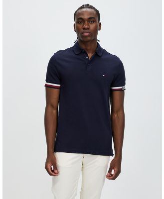 Tommy Hilfiger - Monotype Flag Cuff Slim Fit Polo - Shirts & Polos (Desert Sky) Monotype Flag Cuff Slim Fit Polo