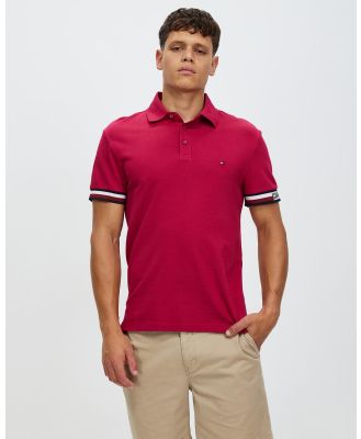 Tommy Hilfiger - Monotype Flag Cuff Slim Fit Polo - Shirts & Polos (Royal Berry) Monotype Flag Cuff Slim Fit Polo