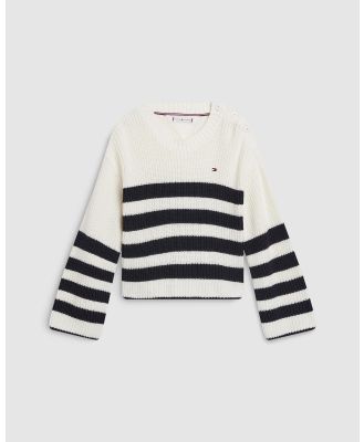 Tommy Hilfiger - Nautical Striped LS Sweater   Kids - Jumpers & Cardigans (Ancient White & Desert Sky Stripe) Nautical Striped LS Sweater - Kids
