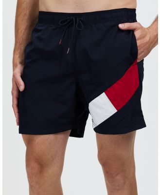Tommy Hilfiger - Slim Fit Mid Length Swim Shorts - Swimwear (Desert Sky) Slim Fit Mid Length Swim Shorts