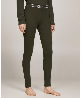 Tommy Hilfiger - Waffle Leggings Extended Sizes - Pants (Dark Army) Waffle Leggings Extended Sizes
