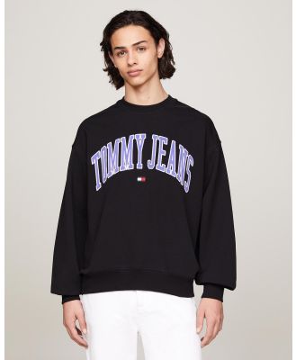 Tommy Jeans - Boxy Pop Varsity Crew - Sweats (Black) Boxy Pop Varsity Crew