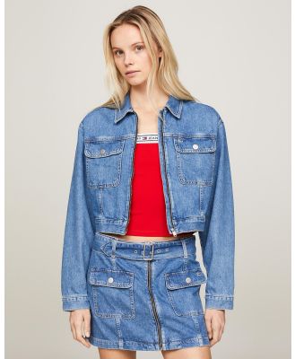 Tommy Jeans - Claire Crop Zipper Jacket - Denim jacket (Denim Medium) Claire Crop Zipper Jacket