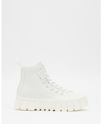 Tommy Jeans - Leather Cleat Mid Top Platform Trainers   Women's - Sneakers (Ecru) Leather Cleat Mid Top Platform Trainers - Women's