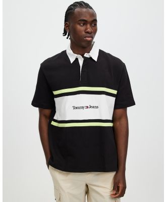 Tommy Jeans - TJM Colour Block Linear Rugby Polo - Shirts & Polos (Black) TJM Colour Block Linear Rugby Polo