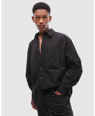 Topman - Limited Long Sleeve Oversized Pointed Collar Shirt - Shirts & Polos (Black) Limited Long Sleeve Oversized Pointed Collar Shirt