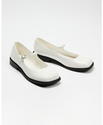 TOPSHOP - Anna Square Toe Mary Janes - Ballet Flats (White) Anna Square Toe Mary Janes