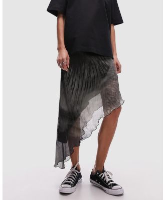 TOPSHOP - Asymmetric Jersey Mesh Midi Skirt - Skirts (Multi) Asymmetric Jersey Mesh Midi Skirt