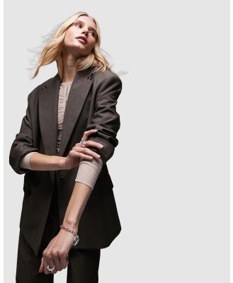 TOPSHOP - Co Ord Oversized Tonic Single Breasted Blazer - Blazers (Brown) Co-Ord Oversized Tonic Single-Breasted Blazer