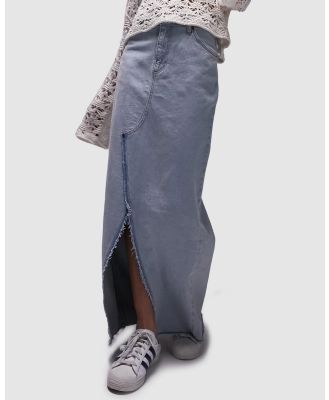 TOPSHOP - Denim Maxi Skirt With Front Split - Denim skirts (Bleach) Denim Maxi Skirt With Front Split