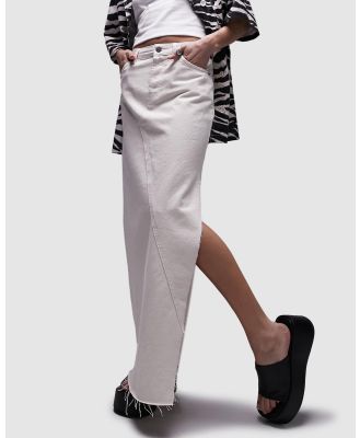 TOPSHOP - Denim Maxi Skirt With Thigh Split - Denim skirts (Ecru) Denim Maxi Skirt With Thigh Split