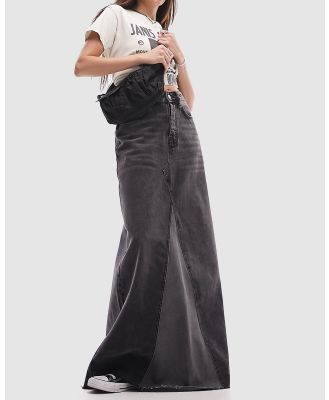 TOPSHOP - Denim Reworked Maxi Skirt - Denim skirts (Washed Black) Denim Reworked Maxi Skirt