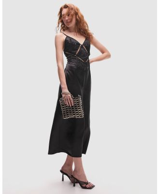 TOPSHOP - Diamante Cut Out Detail Midi Dress - Dresses (Black) Diamante Cut Out Detail Midi Dress