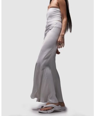 TOPSHOP - Fishtail Midi Skirt - Skirts (Light Grey) Fishtail Midi Skirt