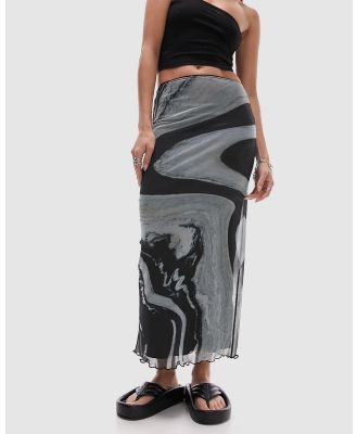 TOPSHOP - Large Moroccoble Placement Midi Skirt - Skirts (Monochrome) Large Moroccoble Placement Midi Skirt