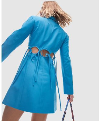 TOPSHOP - Open Back Tie Detail Blazer Dress - Dresses (Blue) Open Back Tie Detail Blazer Dress