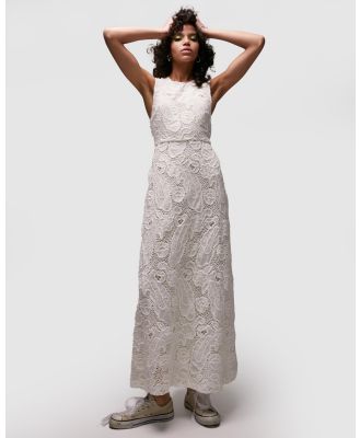 TOPSHOP - Premium Embroidered Cut Out Back Maxi Dress - Dresses (Ivory) Premium Embroidered Cut Out Back Maxi Dress