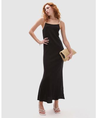 TOPSHOP - Textured Slip Dress With Beaded Straps - Dresses (Black) Textured Slip Dress With Beaded Straps
