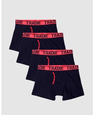 TRADIE - Tradie 4pk Man Front Trunks - Underwear & Socks (MJ1621SK - BLK W RED - (4)) Tradie 4pk Man Front Trunks