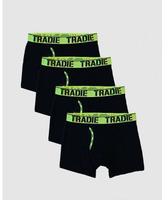 TRADIE - Tradie 4pk Man Front Trunks - Underwear & Socks (MJ1621SK - BLK W YLLW - (4)) Tradie 4pk Man Front Trunks