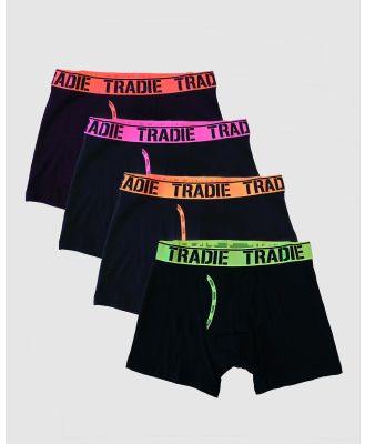 TRADIE - Tradie 4pk Man Front Trunks - Underwear & Socks (MJ1621SK - RPL14 (1) BLKPINKPOP (1) BLK W RED (1) BLK W YLLW (1)) Tradie 4pk Man Front Trunks