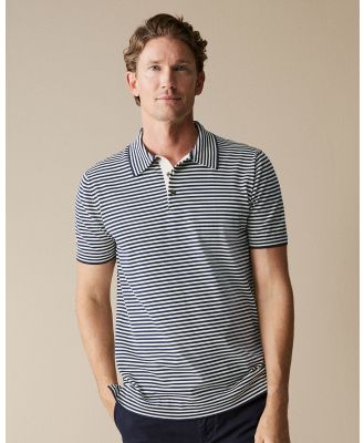 Trenery - Cotton Barre Stripe Knit Polo - T-Shirts & Singlets (Navy) Cotton Barre Stripe Knit Polo