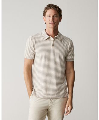 Trenery - Cotton Barre Stripe Knit Polo - T-Shirts & Singlets (Neutrals) Cotton Barre Stripe Knit Polo
