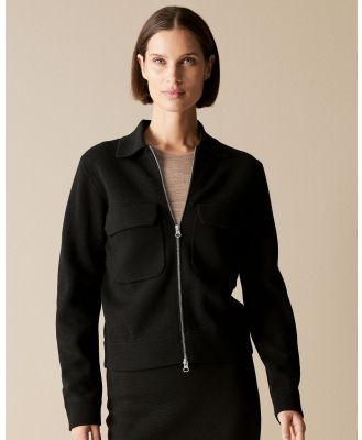 Trenery - Merino Milano Zip Through Jacket in Black - Coats & Jackets (Black) Merino Milano Zip Through Jacket in Black
