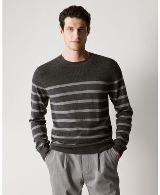 Trenery - Merino Stripe Knit in Charcoal - Shirts & Polos (Grey) Merino Stripe Knit in Charcoal