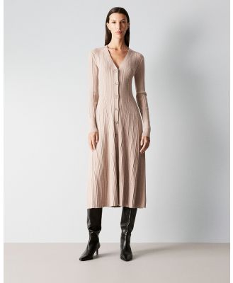 Trenery - Organically Grown Cotton Blend Rib Knit Dress in Biscuit - Dresses (Neutrals) Organically Grown Cotton Blend Rib Knit Dress in Biscuit
