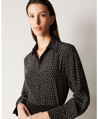 Trenery - Silk Polka Dot French Cuff Shirt in Black - Shirts & Polos (Black) Silk Polka Dot French Cuff Shirt in Black