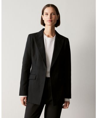 Trenery - Stretch Cotton Double Cloth Blazer in Black - Blazers (Black) Stretch Cotton Double Cloth Blazer in Black