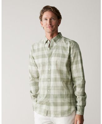 Trenery - Tailored Fit Linear Plaid Shirt in Hunter Green - Shirts & Polos (Green) Tailored Fit Linear Plaid Shirt in Hunter Green