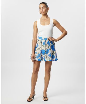 Tussah - Sabrina Mini Skirt - Pleated skirts (Cobalt Floral) Sabrina Mini Skirt