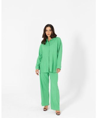 TWIICE - 'Aliyah' Crinkle Modest Shirt - Casual shirts (Green) 'Aliyah' Crinkle Modest Shirt