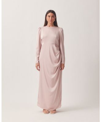 TWIICE - Hazal Light Pink Satin Maxi Dress - Dresses (Pink) Hazal Light Pink Satin Maxi Dress