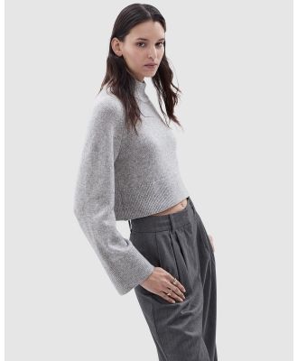 UNISON - Cropped High Neck Knit - Jumpers & Cardigans (Light Grey Marle) Cropped High Neck Knit