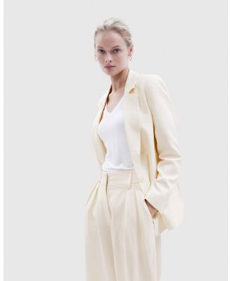 UNISON - Tailored Linen Blend Blazer - Coats & Jackets (Sandstone) Tailored Linen Blend Blazer