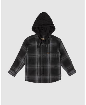 UNIT - Chester Kids Hooded Flannel - Shirts & Polos (BLACK) Chester Kids Hooded Flannel