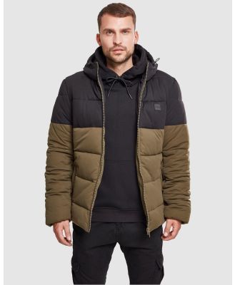 Urban Classics - Hooded 2 Tone Puffer Jacket - Coats & Jackets (Dark Olive) Hooded 2-Tone Puffer Jacket