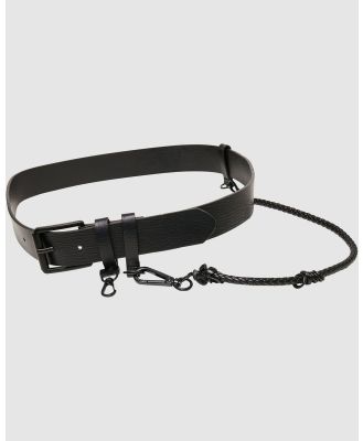 Urban Classics - Imitation Leather Belt With Key Chain - Belts (Black) Imitation Leather Belt With Key Chain