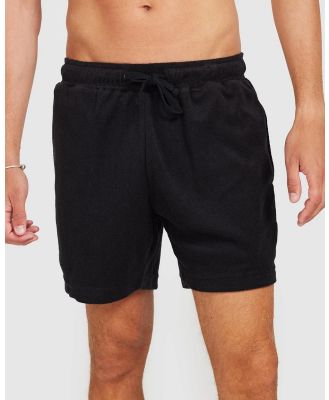 Vacay Swimwear - Black Terry Shorts - Shorts (Black) Black Terry Shorts